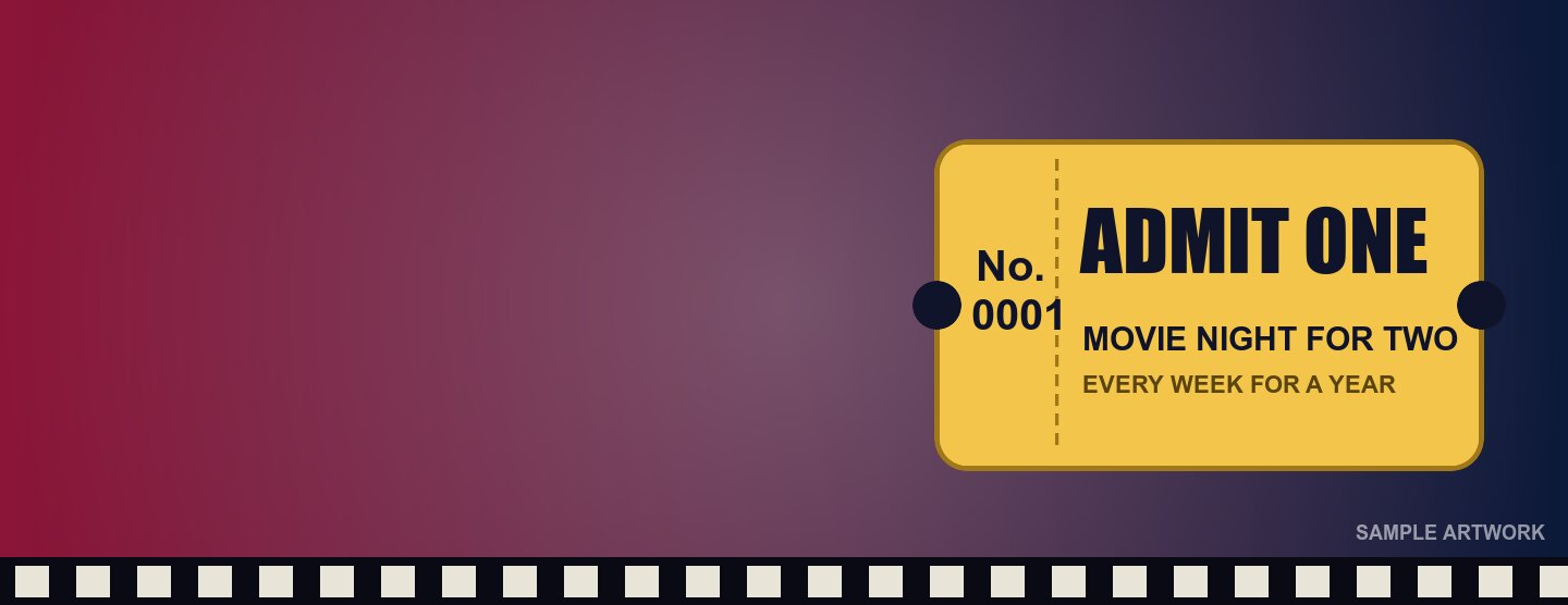Golden cinema ticket: admit one, movie night for two every week for a year